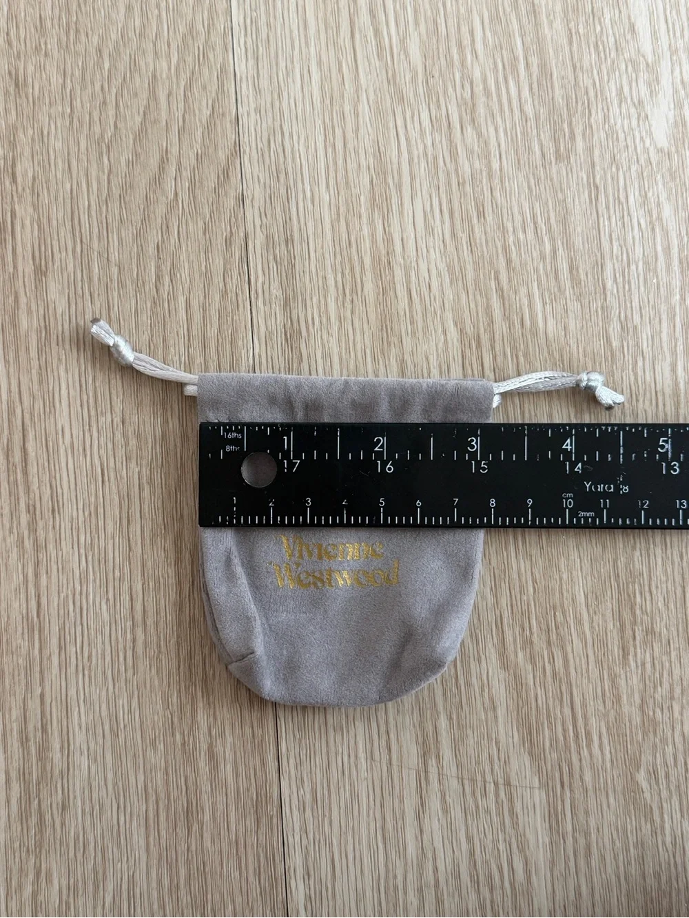 Vivienne Westwood Dust Bag Small Jewelry Drawstring Gray Velvet Storage 3 x 3.5”